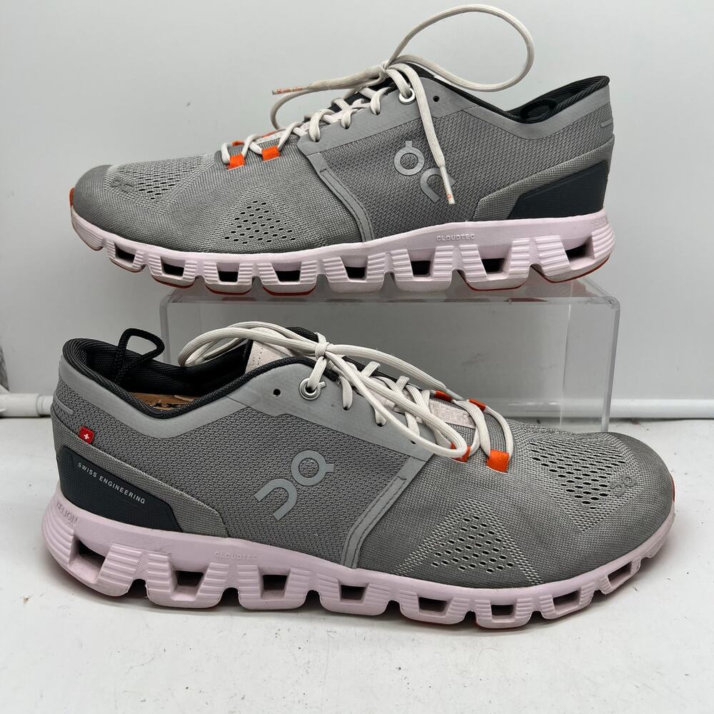On Cloud X Shoes Womens 11 Alloy Gray Lily Pink Running Shoes Sneakers